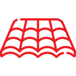 Red roof tiles icon showing overlapping curved tile pattern on white background